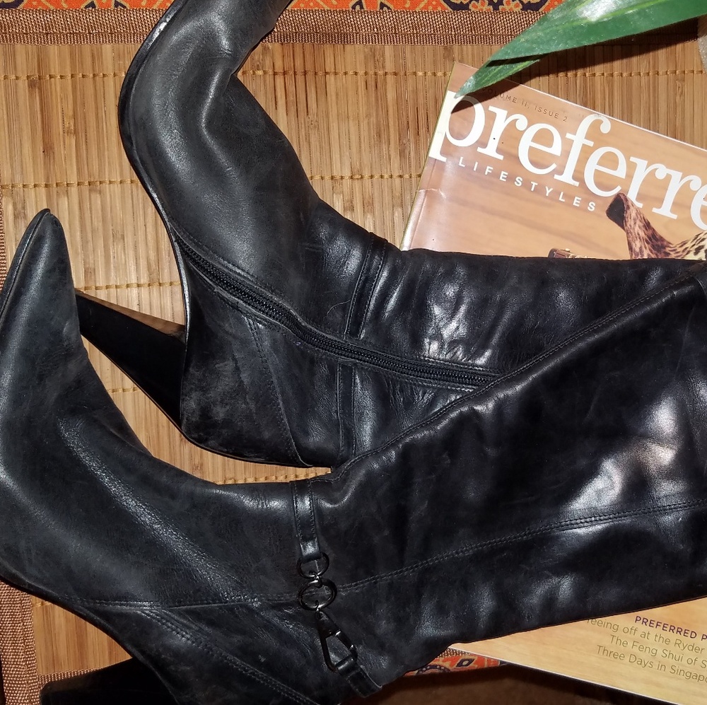 Black leather boots